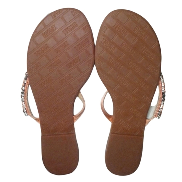 Badgley Mischka Kamryn Jewelled Summer Peach Thong Leather Sandals Size 8 - Picture 6 of 7